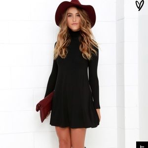 LuLus Black Turtle Neck Long Sleeve Dress Size L
